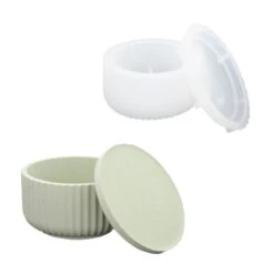 Silicone Mold ø 10,8cm X 5,8cm - Striped Low Round Jar With Cover