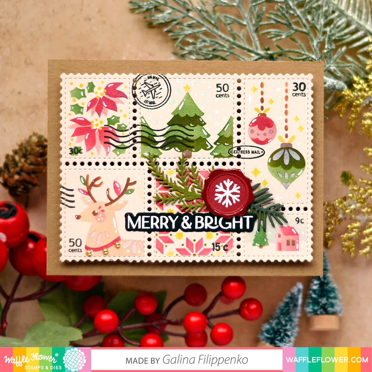 Waffle Flower - Postage Collage Christmas Stencil 2 Waffle Flower - Postage Collage Christmas Stencil – Bild 2