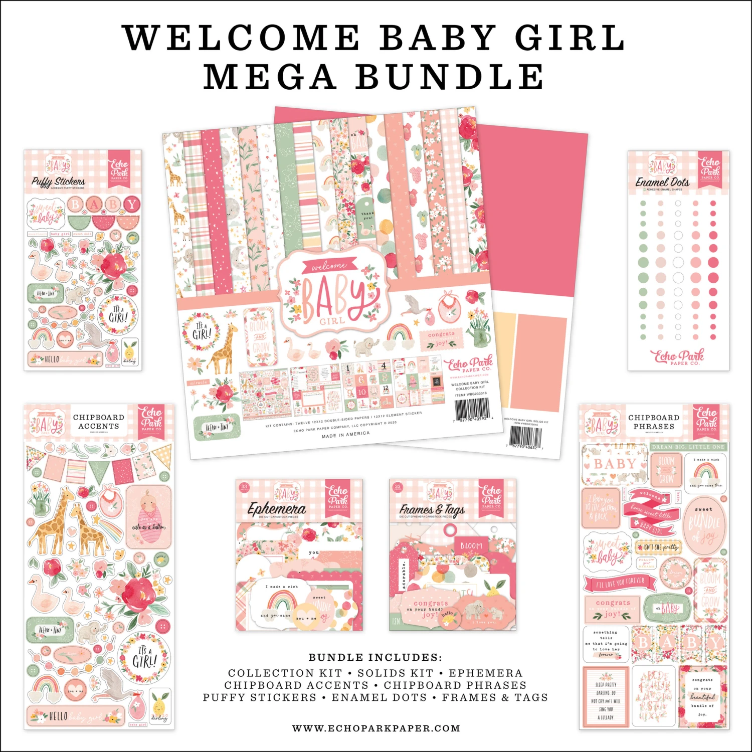 Echo Park Welcome Baby Girl Mega Bundle 1 Echo Park Welcome Baby Girl Mega Bundle