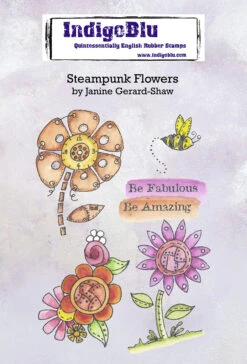 IndigoBlu Steampunk Flowers A6 Rubber Stamps