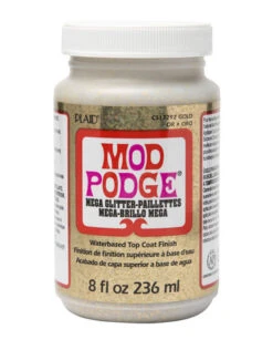 Mod Podge • Mega Glitter Top Coat Finish Gold 8 Fl Oz