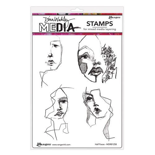 Ranger Dina Wakley MEdia Stamps Half Faces 1 Ranger Dina Wakley MEdia Stamps Half Faces