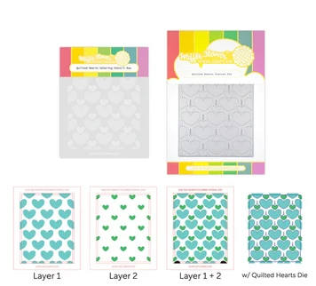 Waffle Flower Stencil - Quilted Hearts Coloring Stencil Duo 1 Waffle Flower Stencil - Quilted Hearts Coloring Stencil Duo